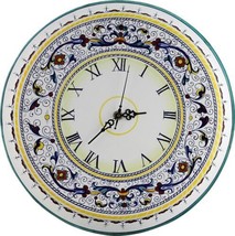 Wall Clock RICCO DERUTA Majolica Round Large Ceramic Hand-Crafted Hand-Painted - £358.46 GBP