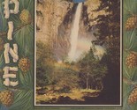 Pine Cone Menu Cover Merced California 1950&#39;s Bridal Veil Falls Yosemite  - $37.62