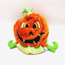 Dan Dee Pumpkin Halloween Hat Plush Sparkly Trick r Treat Kids Orange Candy Corn - £11.78 GBP