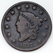 1827 Large Cent Very Good VG Condition, All Brown Color - £81.96 GBP