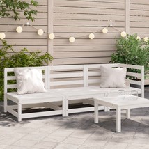 Garden Sofa 3-Seater White Solid Wood Pine - £157.55 GBP