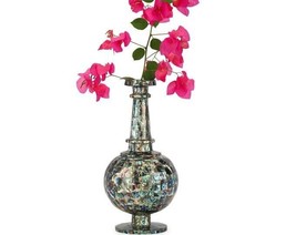 18" Marble Flower Vase with Abalone Shell Inlay Mosaic Decorative Pots for Home - $2,845.26