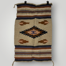 Vintage Wool Handmade Native American Navajo Saddle Blanket Brown Neutral 26x39 - £116.01 GBP