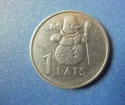 Z. Latvia 1 Lats 2007 Christmas SNOWMAN - Latvian coin collection - $7.36