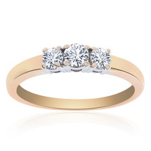 0.50 Carat Round Diamond Three Stone Engagement Ring i14K Yellow Gold - £551.16 GBP