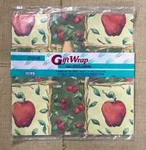 Vintage Cleo Apple Gift Wrap All Occasion 2 Sheets Rustic Farmcore Cotta... - £3.95 GBP