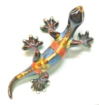 Golden Pond Collection 5 Inch Colored Small Gecko Ceramic Wall Plaque - £27.37 GBP