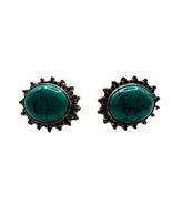 Vintage Sterling Silver 925 Turquoise Earrings Oval Circle Fred Harvey S... - $512.39 MXN