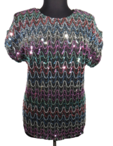 Vintage Roaman&#39;s Sequined Shimmery Vegas Disco New Year&#39;s Top Plus Size ... - £58.84 GBP