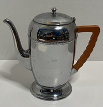 Keystonware Chrome Plated Tea Pot Teapot Butterscotch Bakelite Handle VTG - £10.18 GBP