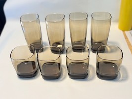 Set of 8 Vintage 70s Libbey Glasses/Tumblers in Tawny Brown, 12oz and 6oz - $905.49 MXN