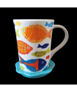 Room Creative Bright Fish Novelty Ceramic Coffee Mug and Saucer Nautical... - $18.57