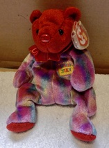 TY Beanie Baby July Teddy Birthday Bear 8&quot; 2001 Mint Tag Stuffed Animal 257Z - £6.38 GBP