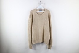 Vintage 90s Ralph Lauren Mens XL Faded Cotton Ribbed Knit Crewneck Sweat... - £46.48 GBP