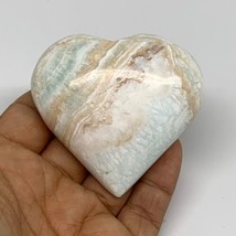 133.7g, 2.3&quot;x2.5&quot;x1&quot; Caribbean Calcite Heart Gemstones @Afghanistan,B33664 - £26.27 GBP