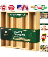 Luxury Bamboo Kitchen Drawer Organizer - 5 Slot Utensil Holder &amp; Cutlery... - $92.31 CAD