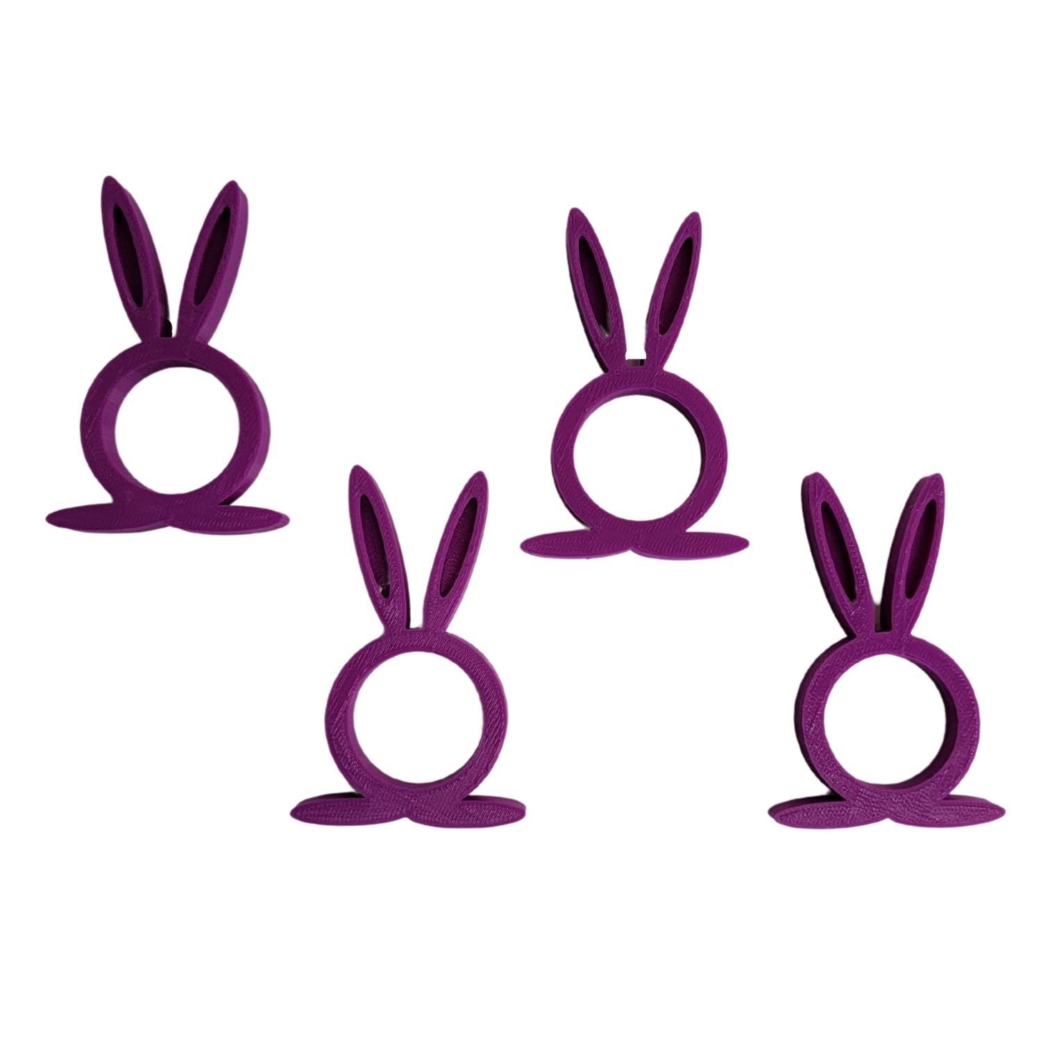 Easter Bunny Rabbit Ears Set of 4 Purple Napkin Rings Holders USA PR202-... - $4.99