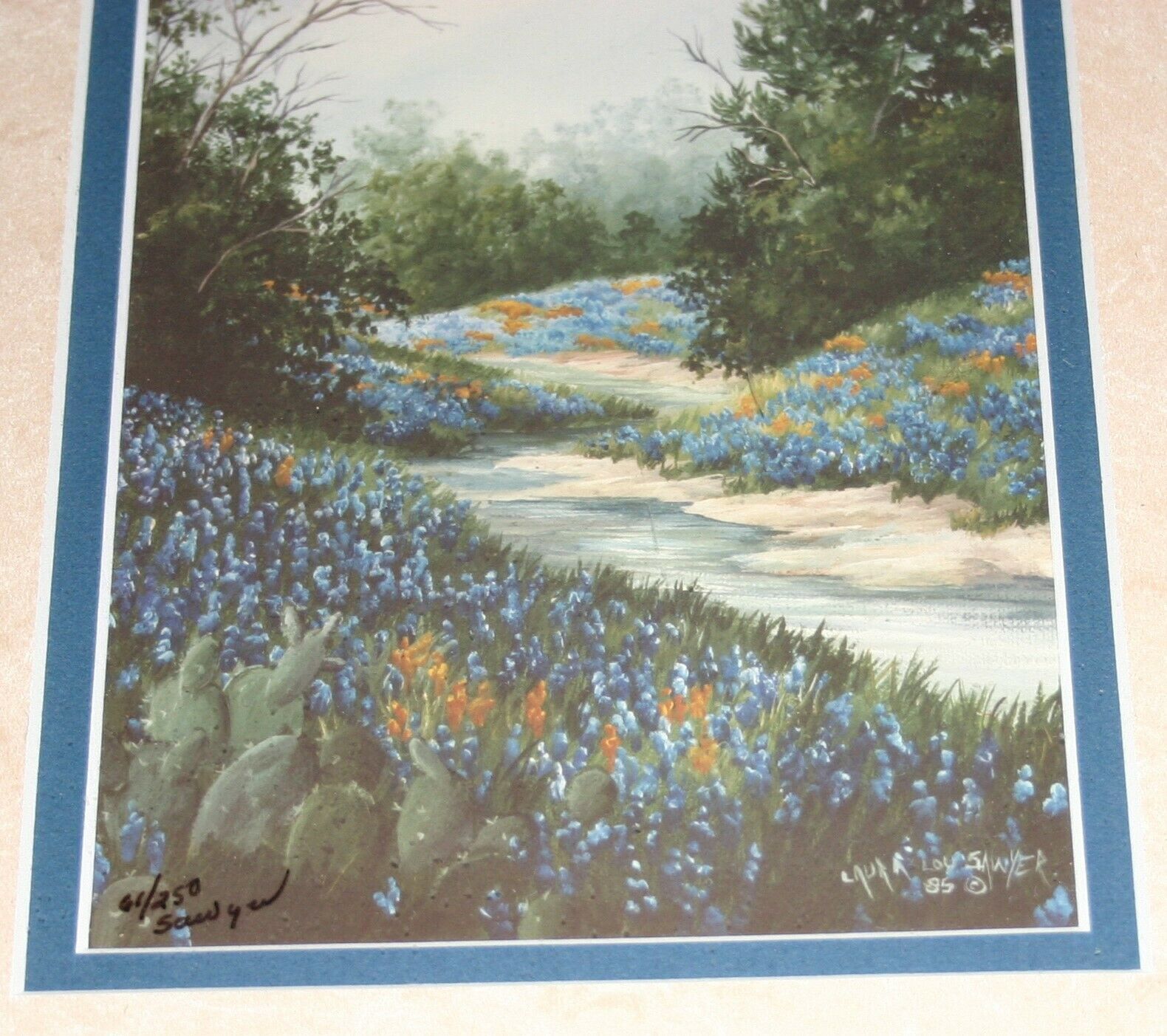 VTG LAURA LOU SAWYER SPRING PROMISES TEXAS TX BLUEBELL FLOWER FIELD COUNTRY ROAD - £31.97 GBP