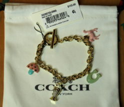 Coach Toggle Charm Bracelet, Unicorn/Signature C/Milkshake, Gold Tone, NWT - £87.17 GBP