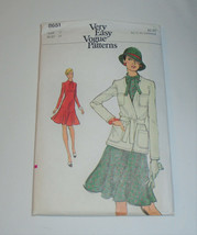 1973 Vogue Pattern Very Easy #8651 Size 12 Bust 34 Dress Jacket Uncut - $14.85