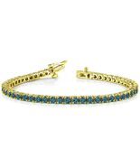 14K Solid Yellow Gold Blue Round Diamond Tennis Bracele - $9,899.98