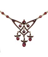 Genuine Natural Bohemian Garnet Necklace w/ Deco Design Pear Shaped Drop... - $17,301.78 MXN