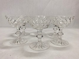 Set of 6 Etched Crystal Glass Sherbet Sorbet Martini Stemware Glasses Prism - £56.08 GBP