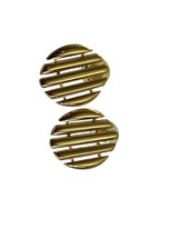 Gold Tone Earrings Round Grill Style Pierced 1&quot; Across - $11.88