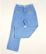Girls 6 116 Chiboogi by H&amp;M Blue Corduroy Embroidered Flare Pants Retro ... - $21.65 CAD