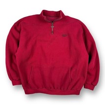 VTG 90s Adidas 1/4 Zip Hoodie Red Sweatshirt Trefoil Zipper Pull Pockets Hip Hop - £23.45 GBP