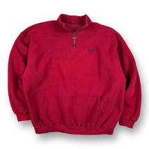 VTG 90s Adidas 1/4 Zip Hoodie Red Sweatshirt Trefoil Zipper Pull Pockets... - £23.72 GBP