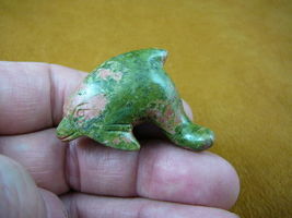 (Y-DOL-SW-557) GREEN ORANGE DOLPHIN GEMSTONE porpoise carving FIGURINE d... - €13,46 EUR