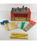 Fisher Price Wood Top Workbench Playset Tools Safety Saw Hammer Vintage ... - £39.40 GBP