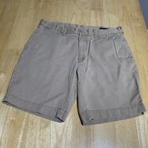 Polo Ralph Lauren Shorts Mens 36 Tan Khaki Flat Front Chino Classic Fit 9&quot; - $18.58