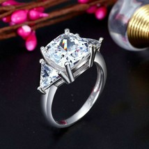 4.0Ct Cushion Cut Lab Created Diamond 3 Stone Engagement Ring 14K Gold Finish - £70.57 GBP
