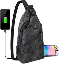 Nintendo Switch/Lite/Oled Sling Crossbody Backpack, Black, Portable Waterproof - £28.17 GBP