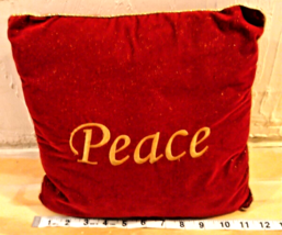 Peace Toss Pillow Red Gold Sparkles Christmas Holiday Home Living Decor - £5.39 GBP