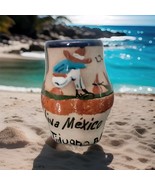 Hand Painted Pottery Mexico Vase Shot Glass Thong Man In Sombrero Cactus... - $20.00