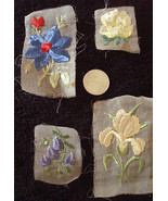 Floral Appliques~REAL VINTAGE~on mesh~ 2 Blue 2 Yellow flowers - $5.48 CAD