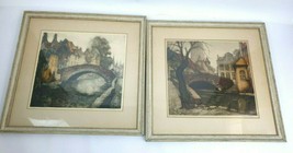 Pair of Alfred van Neste Signed Numbered Framed Colored Etching Belgian Rare - £474.21 GBP