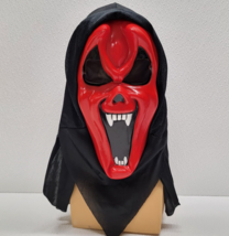 Vintage Funworld Ghost Devil Vampire Mask Red Evil Face Hooded Adult Halloween - £28.96 GBP