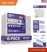 MERV 8 Electrostatic Air Filter 20x20x1 - 6-Pack for Allergy Relief &amp; Cl... - $65.99