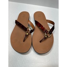 FitFlop Hoopla Leather Toe Post Golden Brown Sandals Thong Women Shoes S... - $512.19 MXN