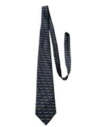 Fabris Venezia Gondola Print Silk Tie Blue Gold Italian Novelty Necktie - $31.50