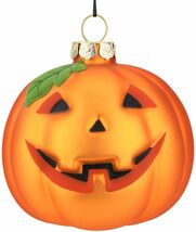 Jack-O-Lantern Pumpkin Decoration Blown Glass Ornament Halloween Thanksg... - $15.95