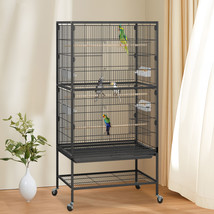 Bird Cage 52&quot; Large Play Top Parrot Finch Cage Macaw Cockatoo Pet Supply +Wheels - £133.89 GBP