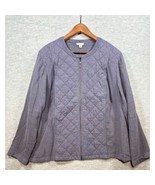 J Jill Womens Quilted Jacket XL Gray Mixed Media Cotton Lightweight - $733.69 MXN