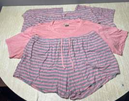Honeydew Super Soft Jersey 3-Piece  Pajama Set Size Medium Coral &amp; Gray - £11.03 GBP