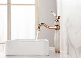 New Jade stone WHITE single hole rose gold Bathroom Sink Faucet Vessel t... - $188.09