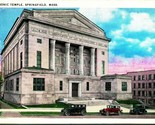 Masonic Temple Freemason Springfield Massachusetts MA 1920s WB Postcard - £3.07 GBP